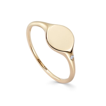 Solid Gold Diamond Signet Ring