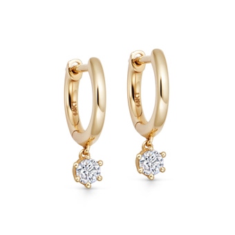 Solid Gold Lab Grown Diamond Drop Hoop Earrings