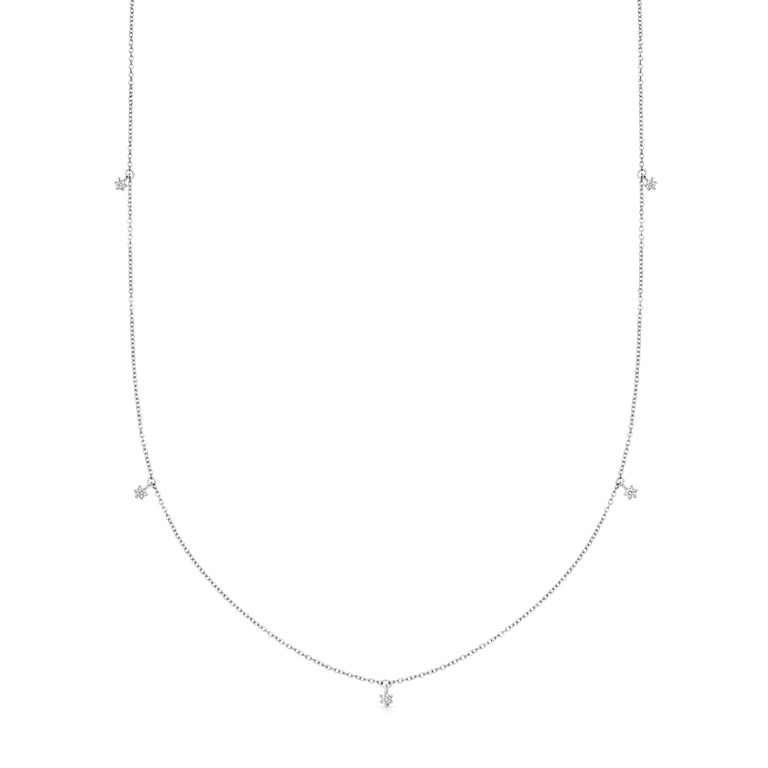 Solid White Gold Lab Grown Diamond Station Necklace