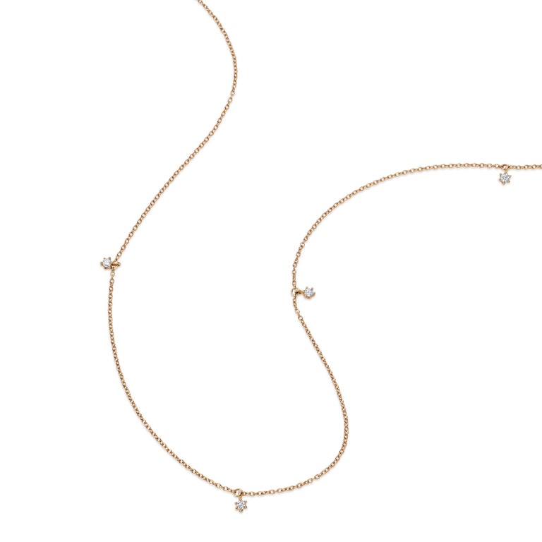 Solid Gold Lab Grown Diamond Station Necklace