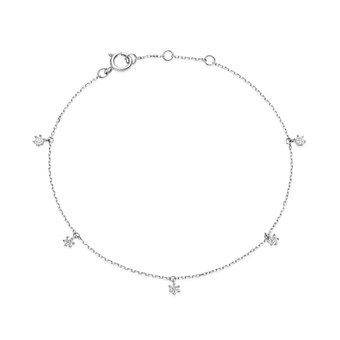 Solid White Gold Diamond Station Bracelet