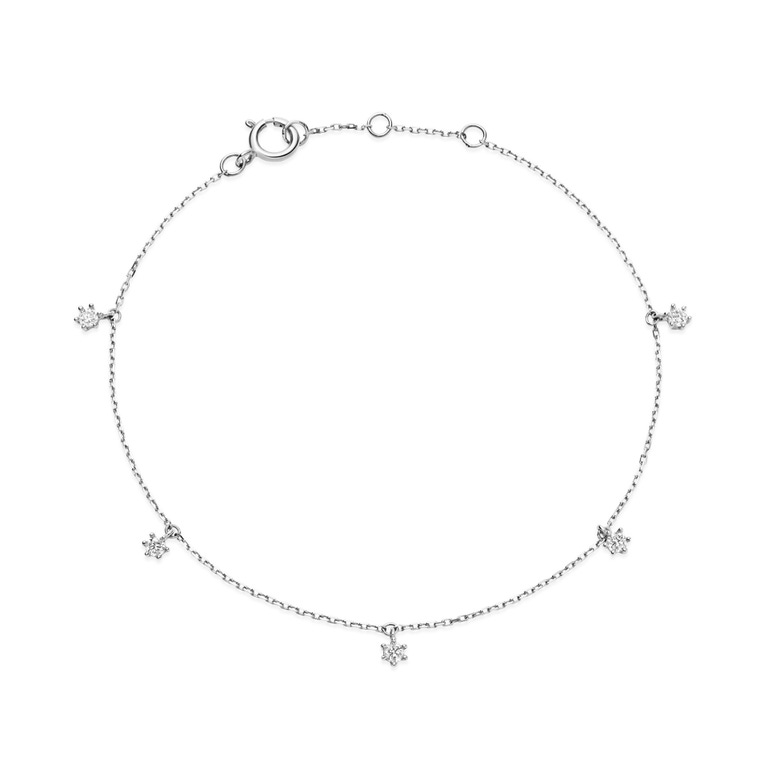 Solid White Gold Lab Grown Diamond Station Bracelet