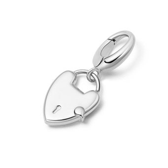 Silver Biography Heart Padlock Charm