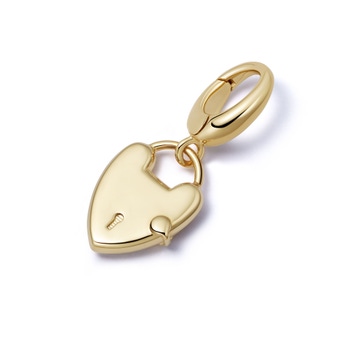 Gold Biography Heart Padlock Charm