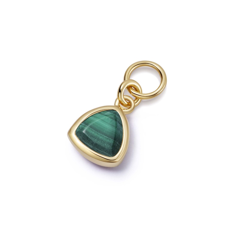 Gold Biography Malachite Triangle Earring Charm