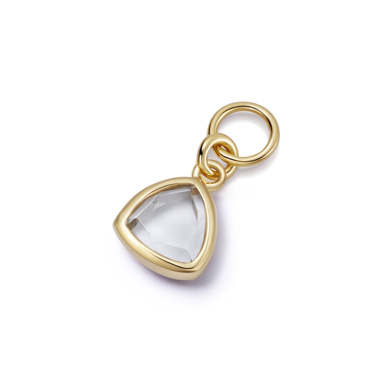 Gold Biography White Topaz Triangle Earring Charm