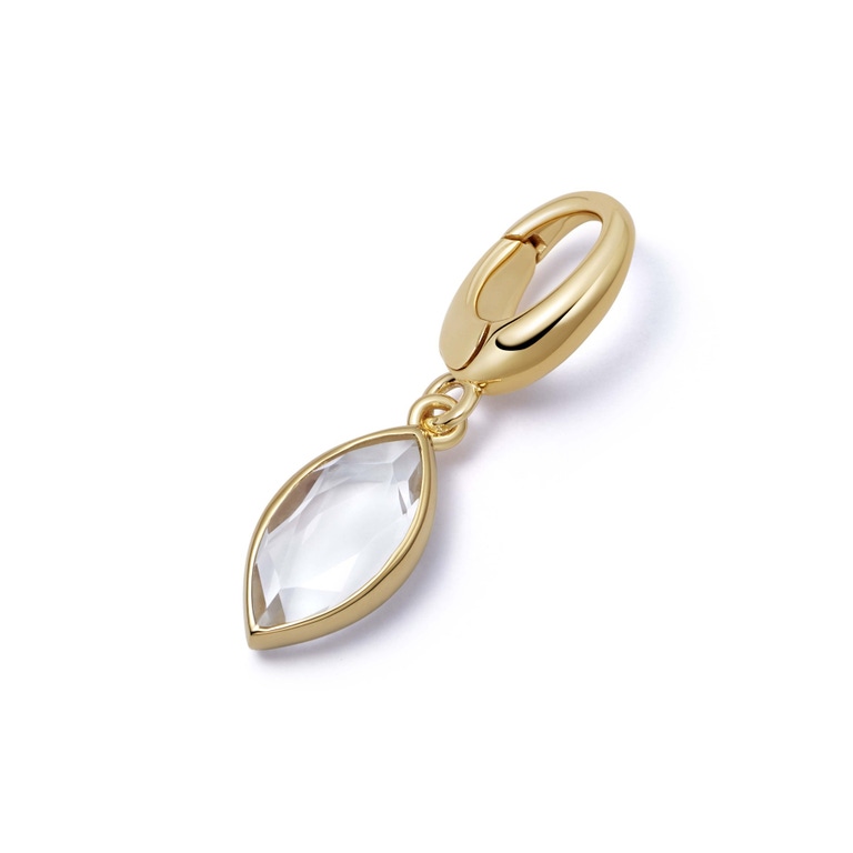 Gold Biography White Topaz Marquise Charm