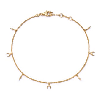 Gold Luna Crescent Station Anklet