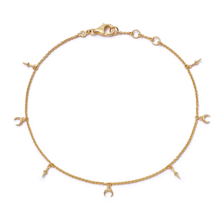 Gold Luna Crescent Station Anklet
