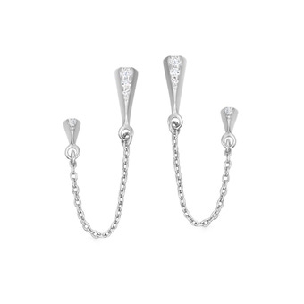 Silver Deco Shard Chain Stud Earrings | Astley Clarke