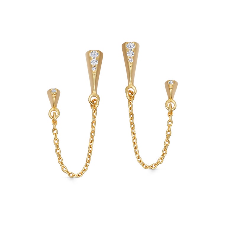 Elevate your style with our Gold Deco Shard Chain Stud Earrings. Unique, elegant, and versatile, perfect for any occasion. Shop now!