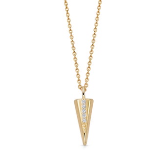 Capture timeless elegance with our Gold Deco Shard Pendant Necklace. Elevate your style with this exquisite piece, a blend of sophistication and allure.