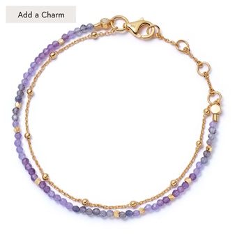 Gold Fine Biography purple multi gemstone bracelet with Amethyst
