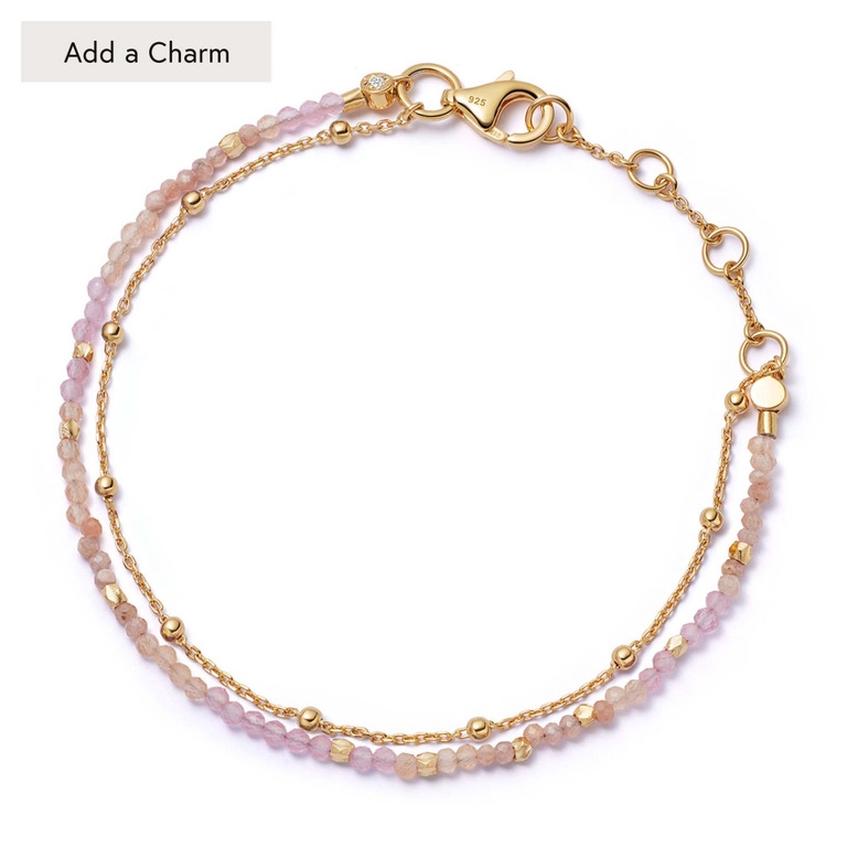 Gold Fine Biography Pink Multi gemstone Bracelet