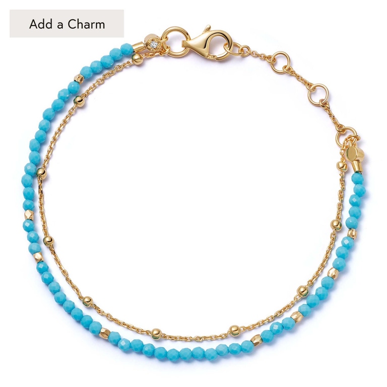 Gold Fine Biography Turquoise Bracelet