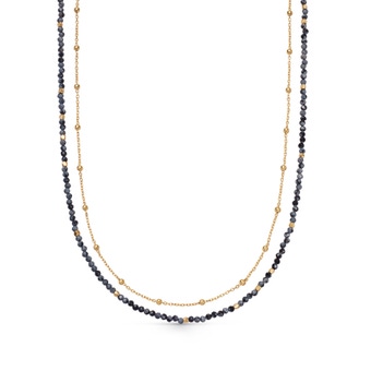 Gold Biography Snowflake Obsidian Necklace