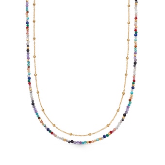 Gold Biography Multi Gemstone Necklace