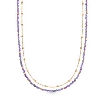 Gold Biography Multi purple gemstone necklace with Amethyst