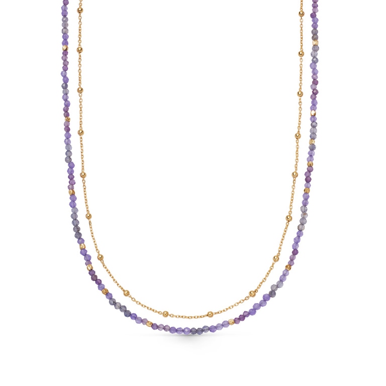 Gold Biography Multi purple gemstone necklace with Amethyst