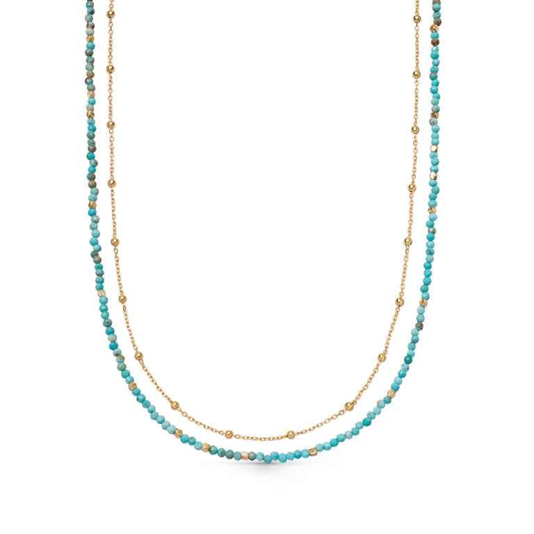 Gold Biography Turquoise Necklace