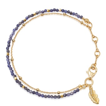 Gold Fine Biography Iolite Feather Bracelet