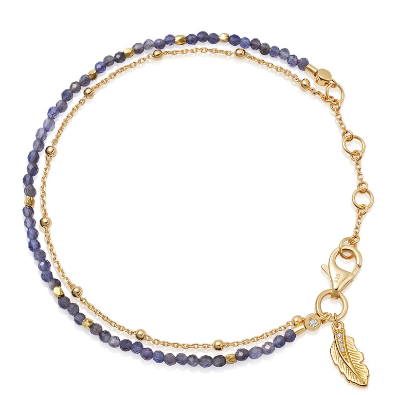 Gold Fine Biography Iolite Feather Bracelet