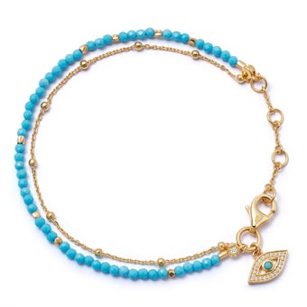 Gold Fine Biography Turquoise Evil Eye Bracelet