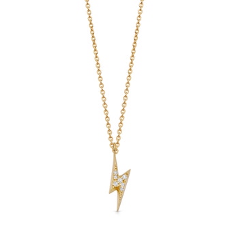 Solid Gold Lightning Bolt Lab Grown Diamond Pendant Necklace