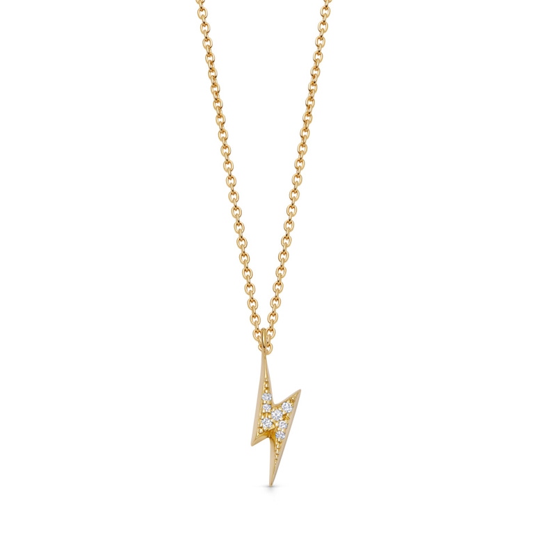 Solid Gold Lightning Bolt Lab Grown Diamond Pendant Necklace