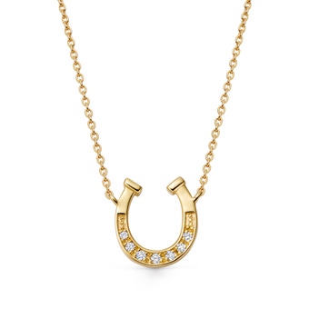 Solid Gold Horseshoe Lab Grown Diamond Pendant Necklace