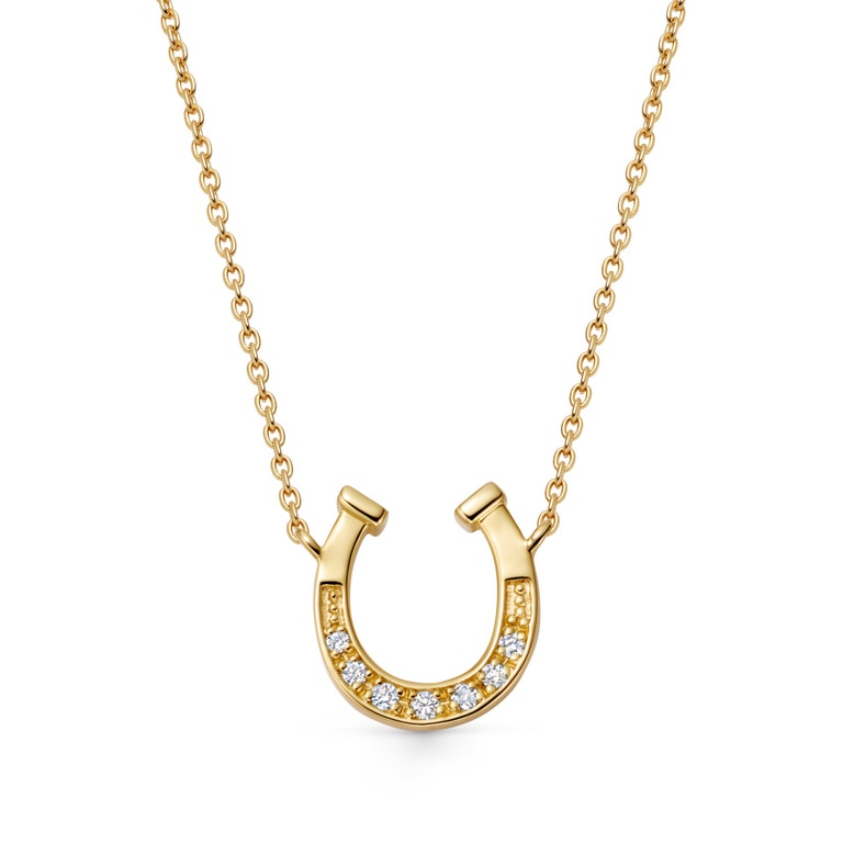 Solid Gold Horseshoe Lab Grown Diamond Pendant Necklace