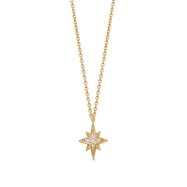 Solid Gold North Star Lab Grown Diamond Pendant Necklace