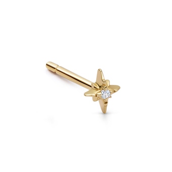 Single Solid Gold Mini North Star Lab Grown Diamond Stud Earring