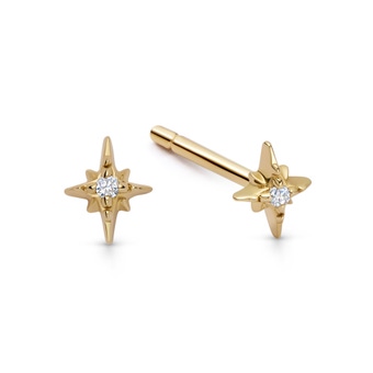 Solid Gold Mini North Star Lab Grown Diamond Stud Earrings