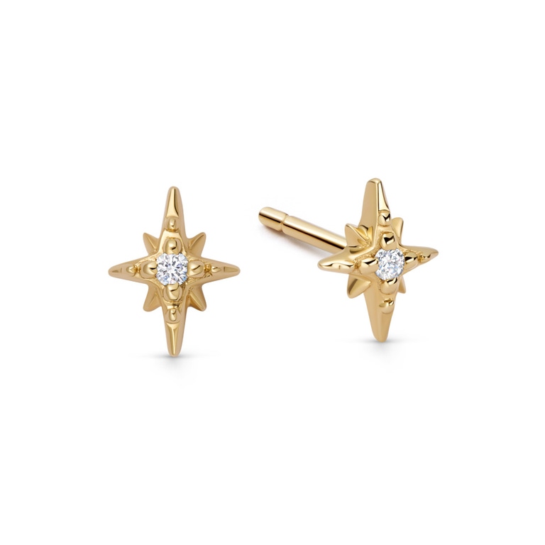 Solid Gold North Star Lab Grown Diamond Stud Earrings