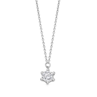 Solid White Gold Interstellar Solitaire Lab Grown Diamond Pendant Necklace