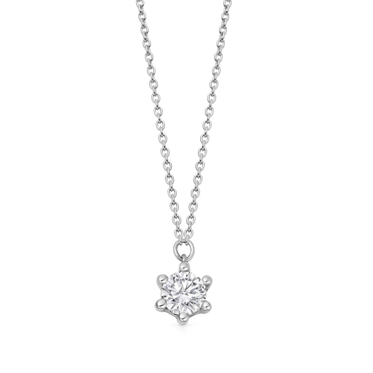 Solid White Gold Interstellar Solitaire Lab Grown Diamond Pendant Necklace