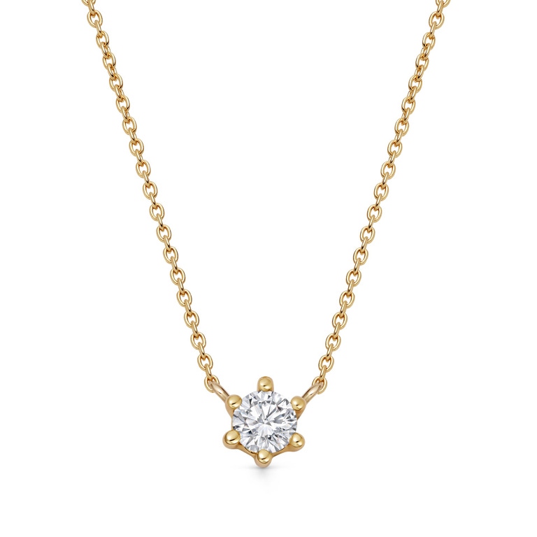 Solid Gold Interstellar Solitaire Lab Grown Diamond Pendant Necklace