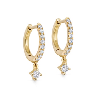Solid Gold Interstellar  Drop Lab Grown Diamond Earrings