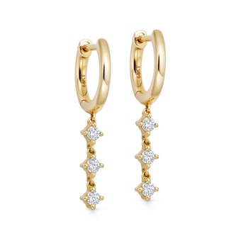 Solid Gold Interstellar Triple Lab Grown Diamond Earrings