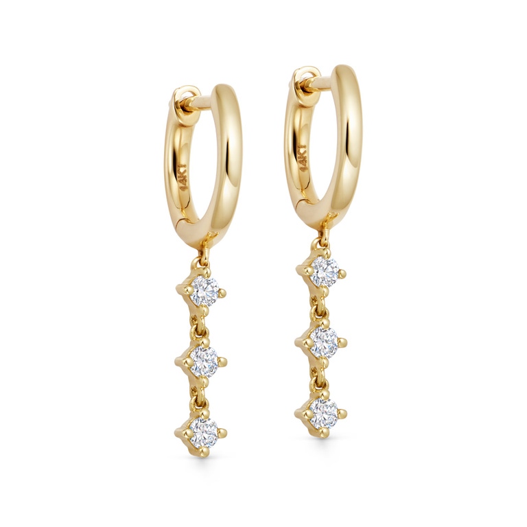 Solid Gold Interstellar Triple Lab Grown Diamond Earrings