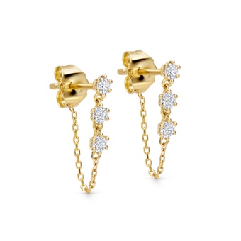 Solid Gold Interstellar Diamond Chain Stud Earrings
