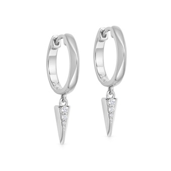 Silver Deco Shard Drop Hoop Earrings | Astley Clarke