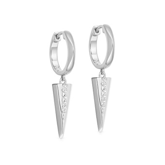 Silver Large Deco Shard Drop Hoop Earrings | Astley Clarke