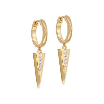 Gold Large Deco Shard Drop Hoop Earrings | Astley Clarke