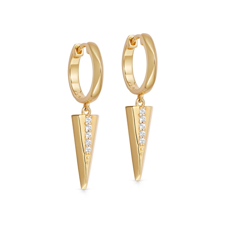 Gold Large Deco Shard Drop Hoop Earrings | Astley Clarke