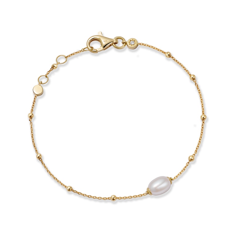 Gold Biography White Pearl Station Bracelet | Astley Clarke