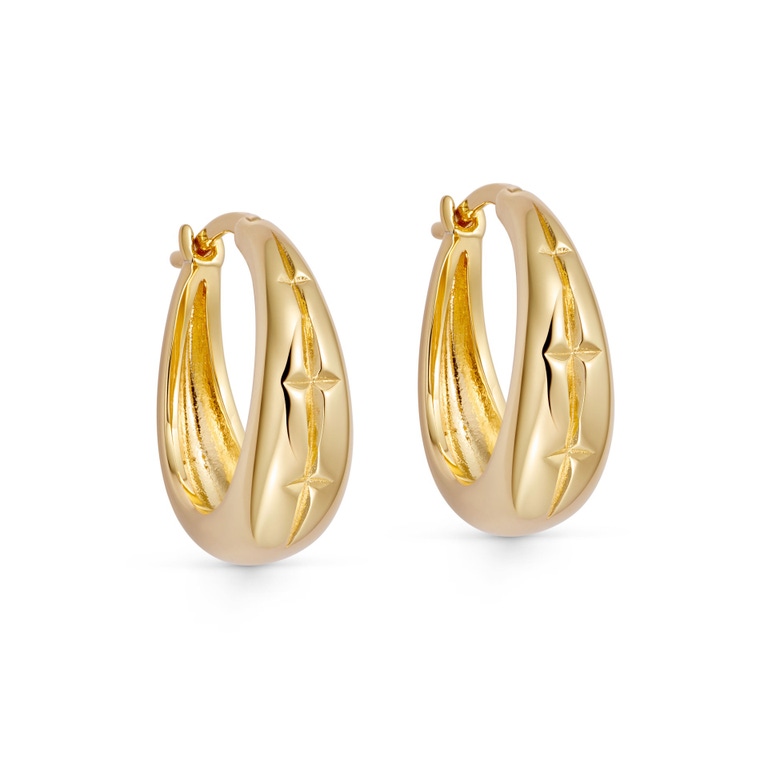 Gold Luna Star Chunky Hoops | Astley Clarke