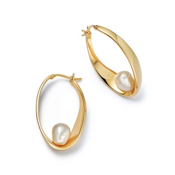Gold Floe Pearl Hoop Earrings | Astley clarke
