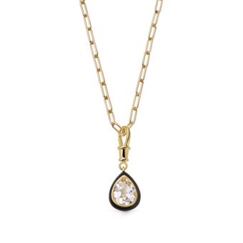 Gold Flare White Topaz Pear Cut Necklace | Necklace